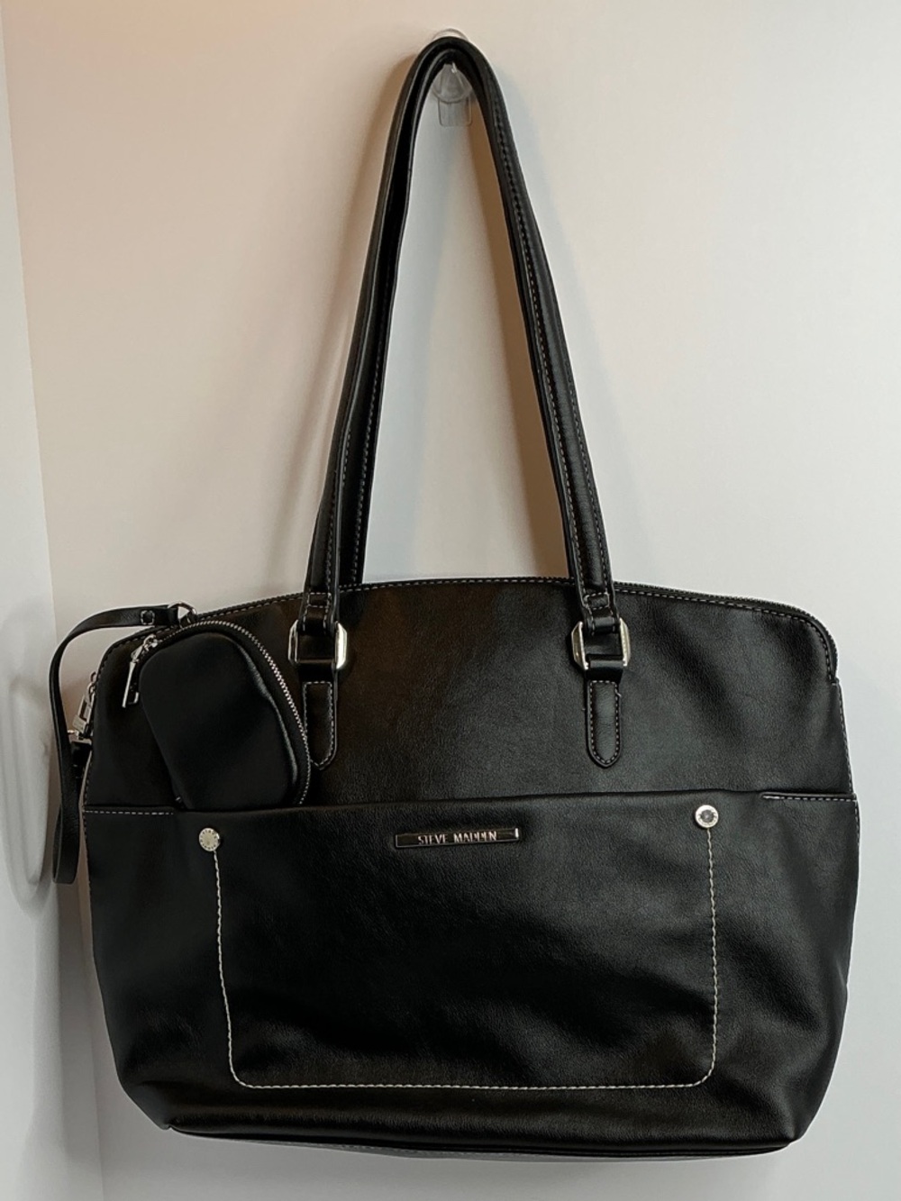 Steve Madden Black Women’s Tote with Contrast Stitching